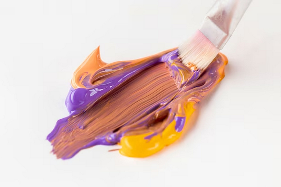 Paint Brush Blending Various Paint Colors