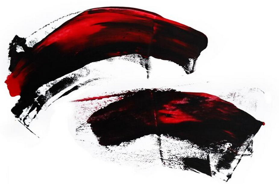 Red and black brush strokes