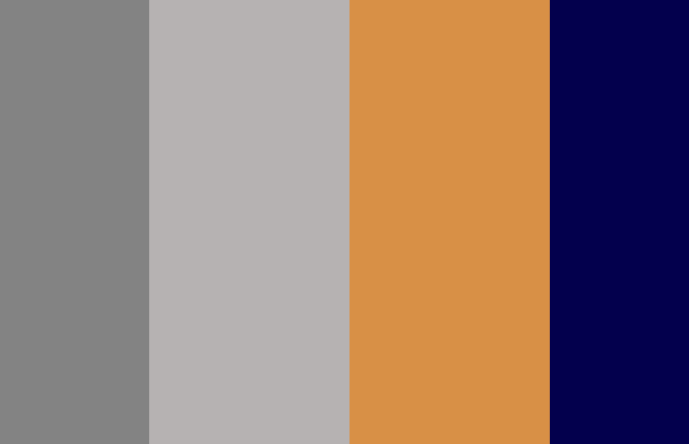 Color palette featuring orange, blue, and gray - ideal for silver car